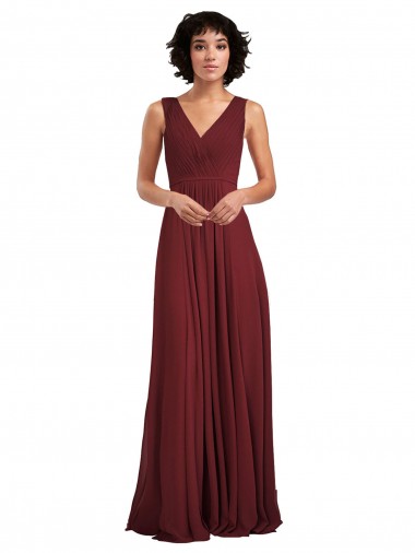 Soft Chiffon Long Sleeveless V-Back Bridesmaid Dress Barrie