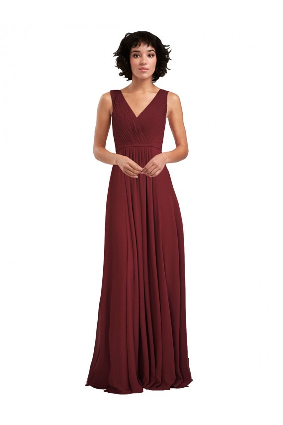 Soft Chiffon Long Sleeveless V-Back Bridesmaid Dress Barrie