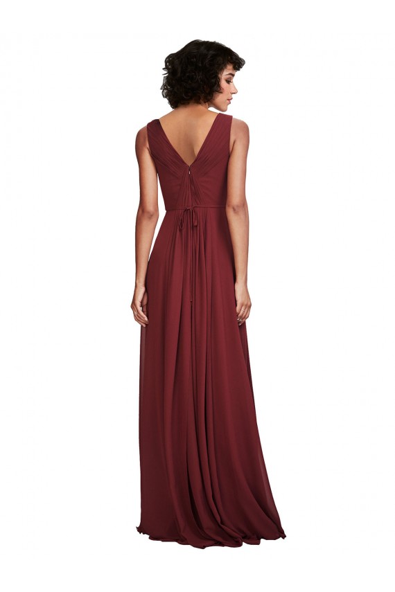 Soft Chiffon Long Sleeveless V-Back Bridesmaid Dress Barrie