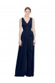 Chiffon A-Line Long Sleeveless Dark Navy Bridesmaid Dresses Barrie