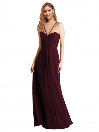 Chiffon A-Line Long Sleeveless Open Back Wedding Party Dress Barrie