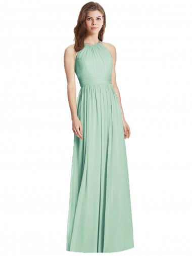 Soft Chiffon A-Line Long Sleeveless Open Back Semi Formal Evening Dress / Bridesmaid Dress Barrie