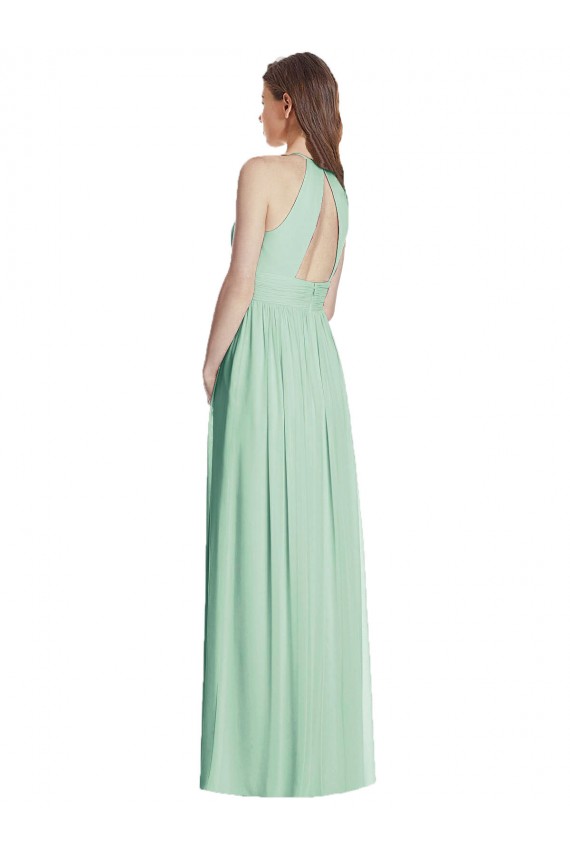 Soft Chiffon A-Line Long Sleeveless Open Back Semi Formal Evening Dress / Bridesmaid Dress Barrie