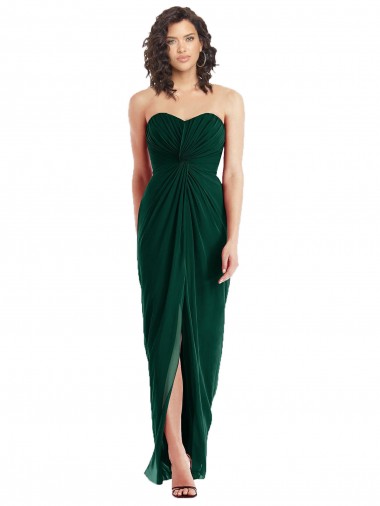 Soft Chiffon A-Line Long Sleeveless Low Back Ever Green Bridesmaid Dresses Barrie