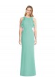 Soft Chiffon Mermaid Long Sleeveless Open Back Jade Bridesmaid Dresses Barrie
