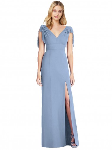 Soft Chiffon Mermaid Long Sleeveless V-Back Bridesmaid Dress Barrie