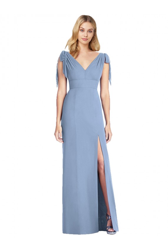 Soft Chiffon Mermaid Long Sleeveless V-Back Bridesmaid Dress Barrie