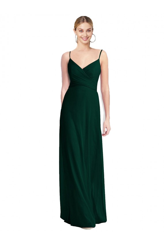 Soft Chiffon A-Line Long Sleeveless Ever Green Low Back Bridesmaid Dress Barrie