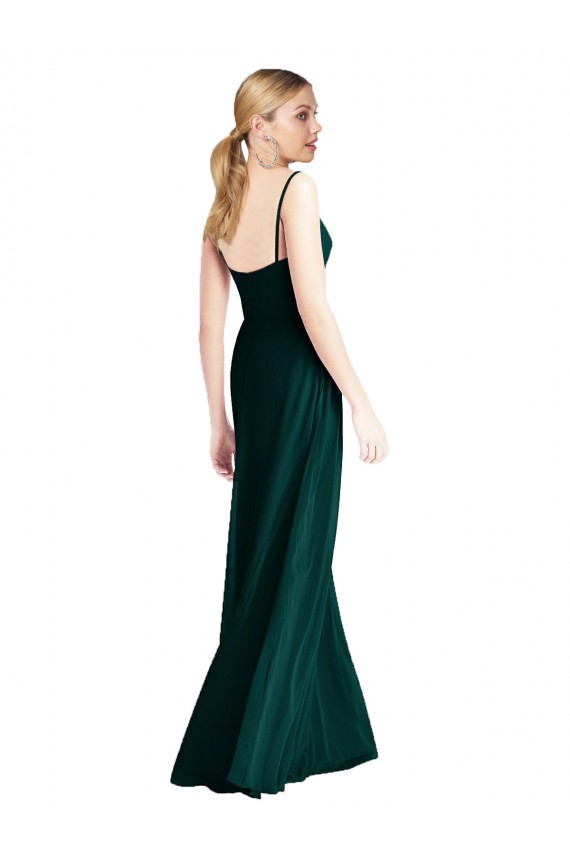 Soft Chiffon A-Line Long Sleeveless Ever Green Low Back Bridesmaid Dress Barrie