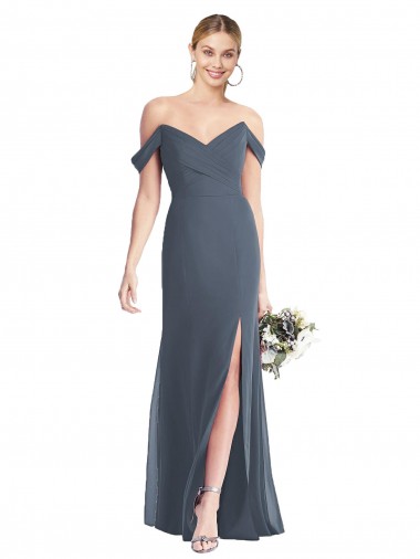 Soft Chiffon Trumpet Long Sleeveless Low Back Bridesmaid Dress Barrie