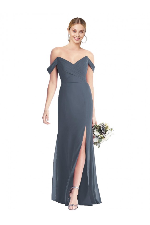 Soft Chiffon Trumpet Long Sleeveless Low Back Bridesmaid Dress Barrie