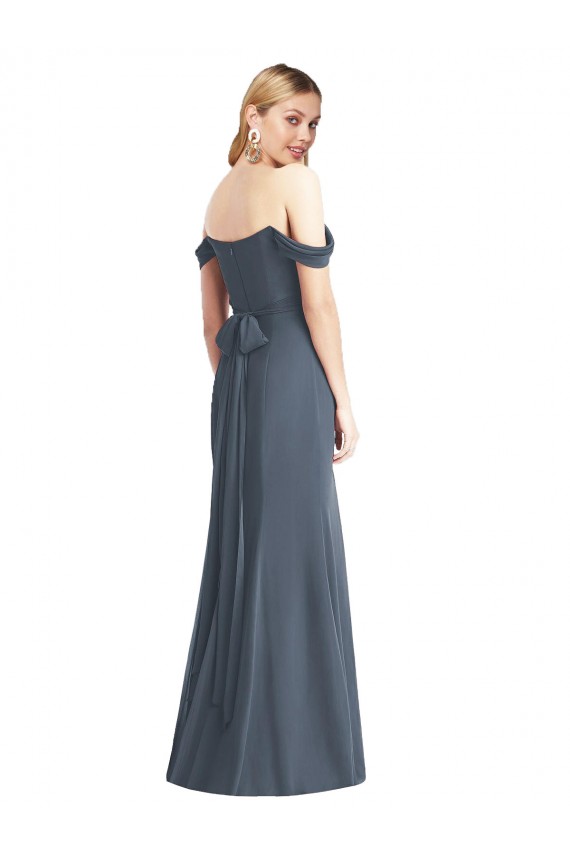 Soft Chiffon Trumpet Long Sleeveless Low Back Bridesmaid Dress Barrie