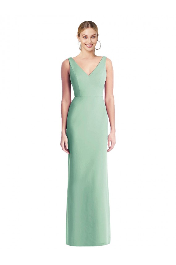 Soft Chiffon Trumpet Long Sleeveless Tie Back Bridesmaid Dress Barrie