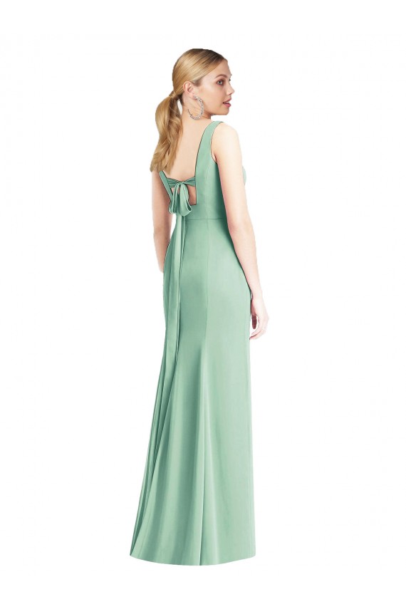 Soft Chiffon Trumpet Long Sleeveless Tie Back Bridesmaid Dress Barrie
