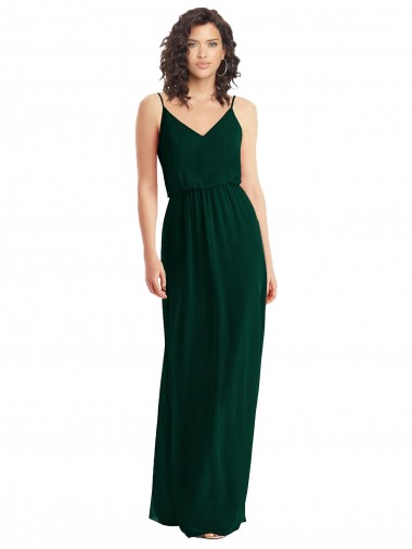 Soft Chiffon A-Line Long Sleeveless Low Back Ever Green Evening Dresses Barrie