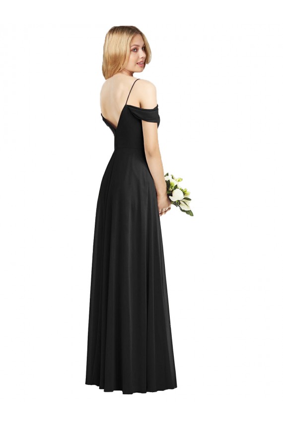 Soft Chiffon A-Line Long Cold Shoulder Semi Formal Evening Dress / Bridesmaid Dress Barrie