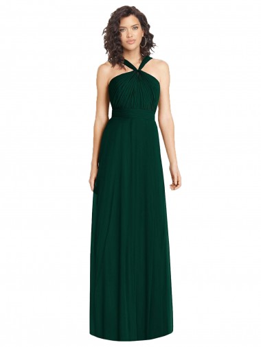 Soft Chiffon A-Line Long Sleeveless Ever Green Bridesmaid Dress Barrie