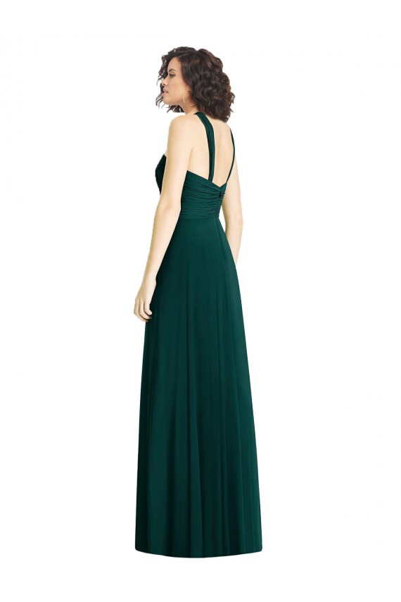 Soft Chiffon A-Line Long Sleeveless Ever Green Bridesmaid Dress Barrie