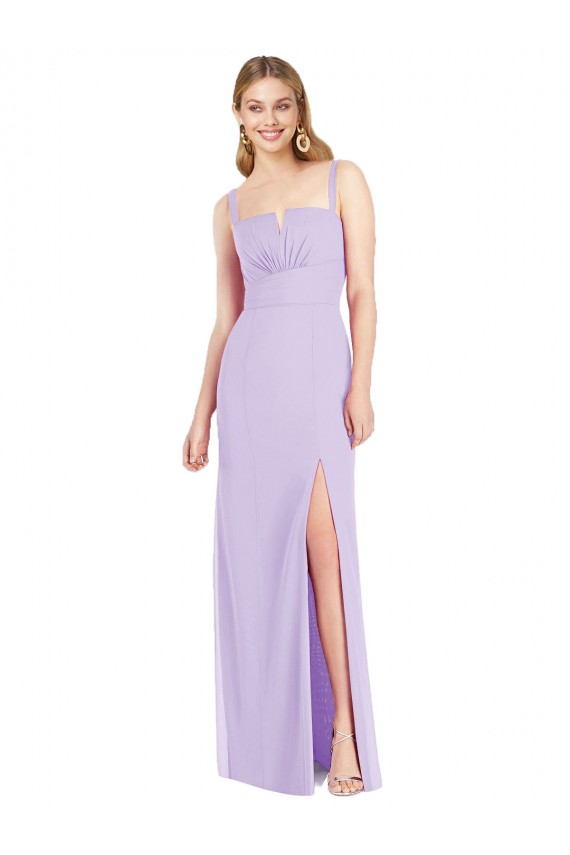 Soft Chiffon Mermaid Long Sleeveless Side Front Slit Bridesmaid Dresses Barrie