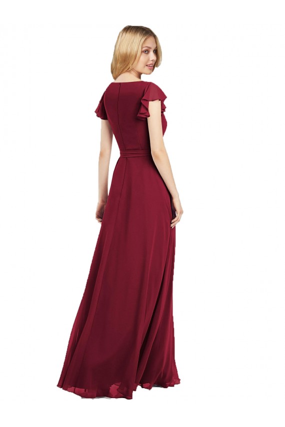 Lxue Chiffon A-Line Long Flutter Sleeves Bridesmaid Dress Barrie