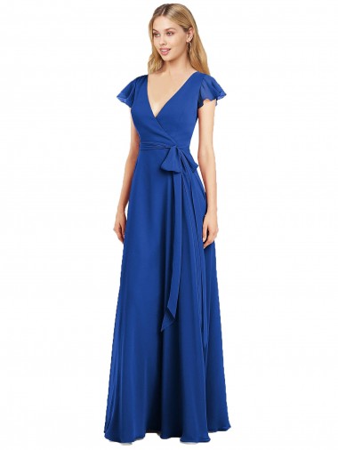 Lxue Chiffon A-Line Long Flutter Sleeves Bridesmaid Dress Barrie