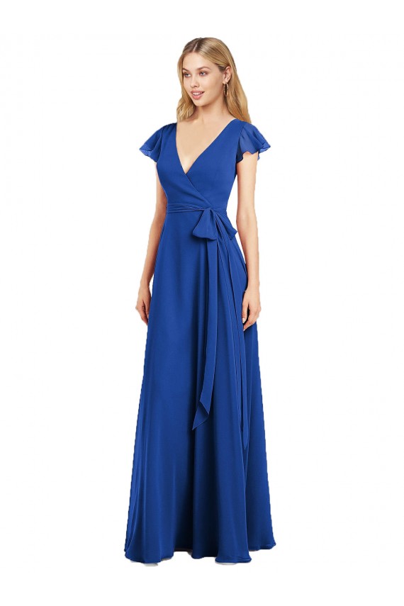 Lxue Chiffon A-Line Long Flutter Sleeves Bridesmaid Dress Barrie