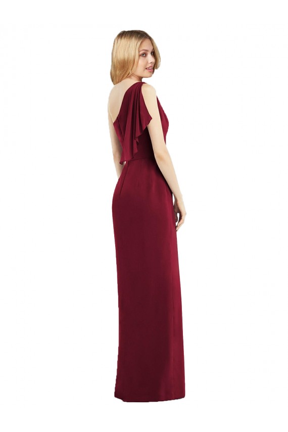 Soft Chiffon Trumpet Long Sleeveless Draped Front Slit Bridesmaid Dresses Barrie