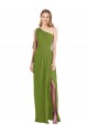 Soft Chiffon Trumpet Long Sleeveless Draped Front Slit Bridesmaid Dresses Barrie