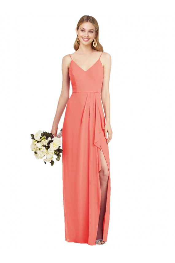 Soft Chiffon Trumpet Long Sleeveless Formal Dress / Bridesmaid Dress Barrie