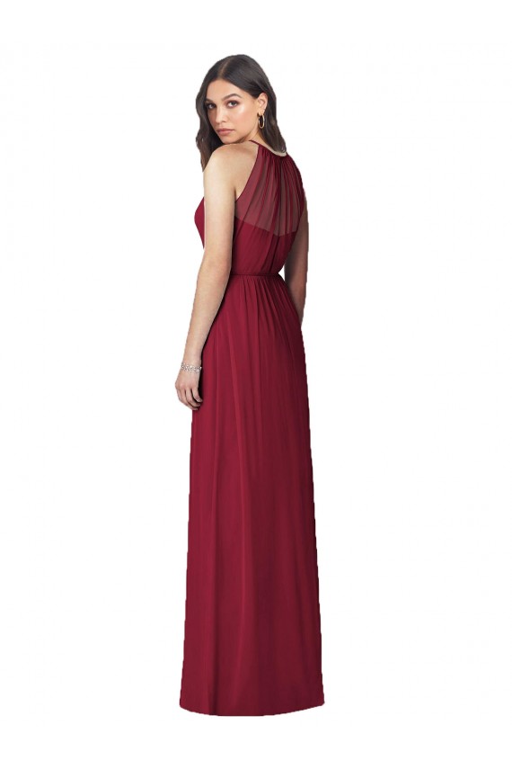 Soft Chiffon Trumpet Long Sleeveless Burgundy Bridesmaid Dresses Barrie