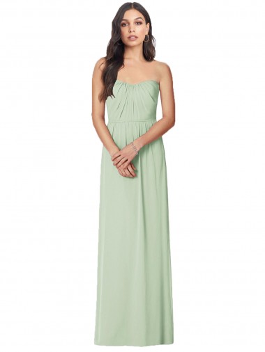 Soft Chiffon Trumpet Long Sleeveless Sage Bridesmaid Dress Barrie