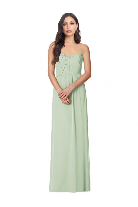 Soft Chiffon Trumpet Long Sleeveless Sage Bridesmaid Dress Barrie