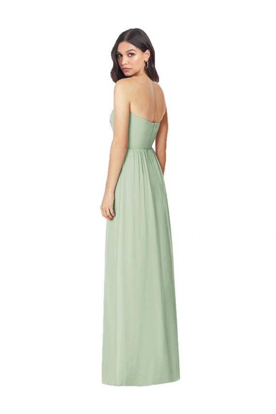 Soft Chiffon Trumpet Long Sleeveless Sage Bridesmaid Dress Barrie