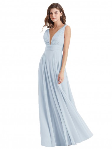 Lxue Chiffon A-Line Long Sleeveless Tie Back Bridesmaid Dress Barrie