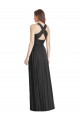 Soft Chiffon A-Line Long Sleeveless Criss Cross Back Black Bridesmaid Dresses Barrie