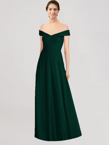 Soft Chiffon A-Line Long Sleeveless Ever Green Formal Dress / Bridesmaid Dress Barrie