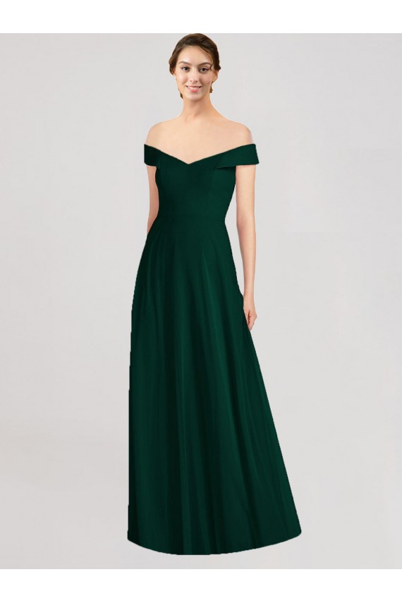 Soft Chiffon A-Line Long Sleeveless Ever Green Formal Dress / Bridesmaid Dress Barrie