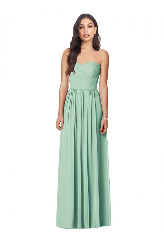 Soft Chiffon Trumpet Long Sleeveless Mint Green Bridesmaid Dress Barrie