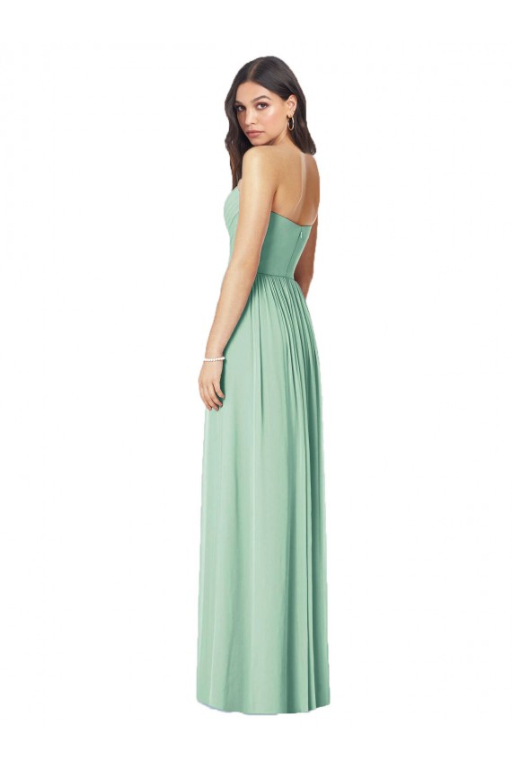 Soft Chiffon Trumpet Long Sleeveless Mint Green Bridesmaid Dress Barrie