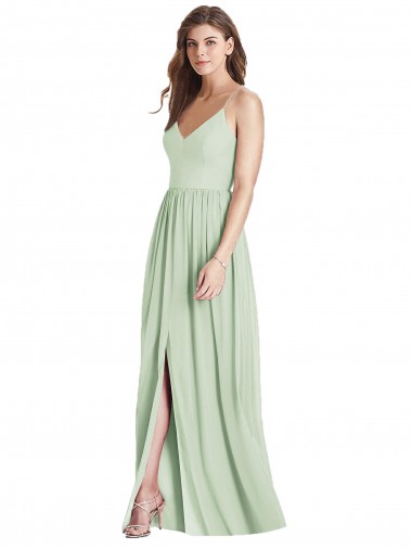 Soft Chiffon A-Line Long Sleeveless Criss Cross Back Semi Formal Evening Dress / Bridesmaid Dress Barrie