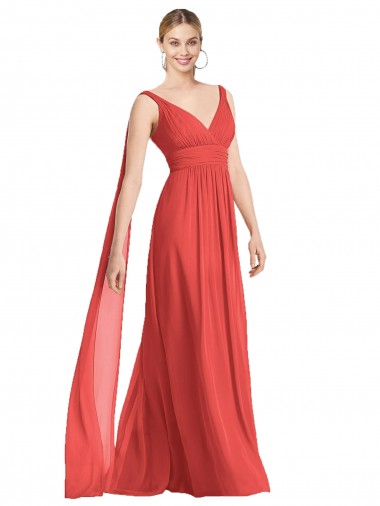 Soft Chiffon A-Line Long Sleeveless Firecracker Low Back Bridesmaid Dress Barrie