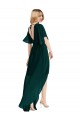Soft Chiffon A-Line Flutter Sleeves Open Back High Low Bridesmaid Dress Barrie