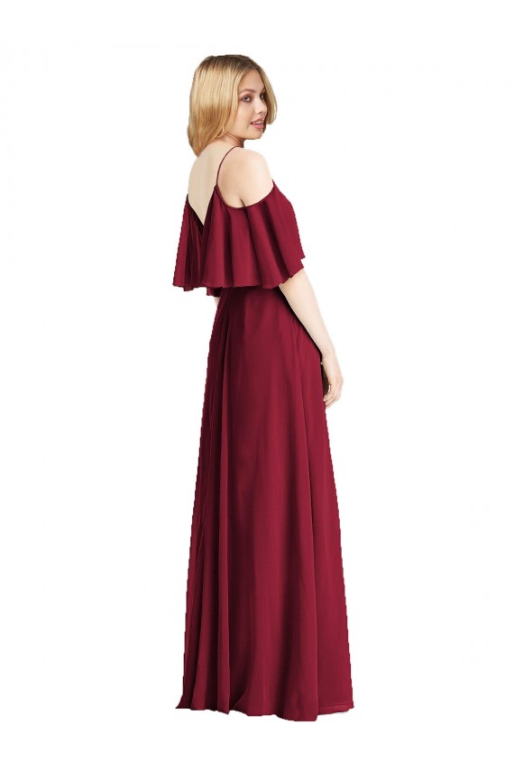 Chiffon A-Line Long Cold Shoulder Bridesmaid Dress Barrie