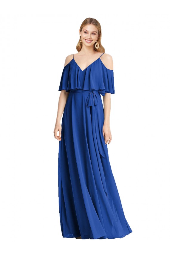 Chiffon A-Line Long Cold Shoulder Bridesmaid Dress Barrie
