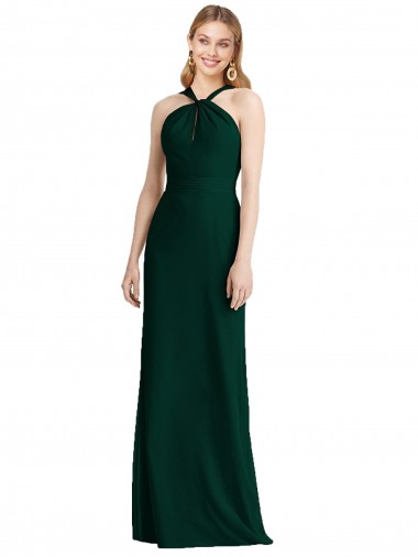 Soft Chiffon Trumpet Long Sleeveless Ever Green Bridesmaid Dress Barrie