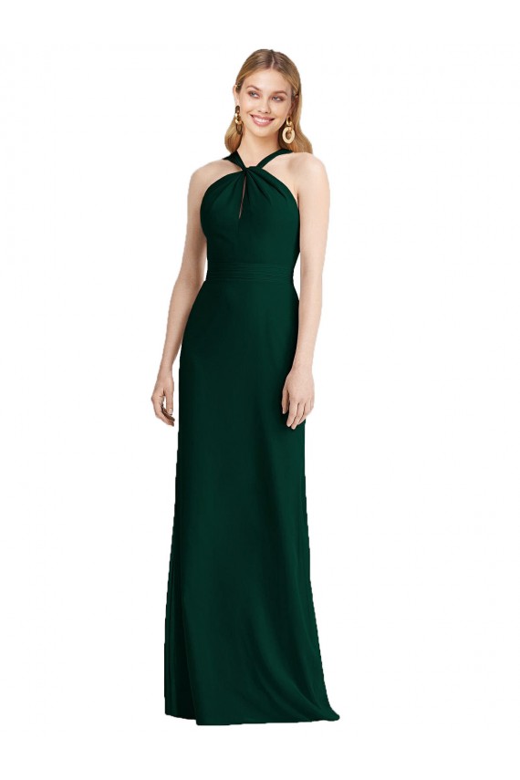 Soft Chiffon Trumpet Long Sleeveless Ever Green Bridesmaid Dress Barrie