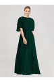 Soft Chiffon A-Line Long Flutter Sleeves Open Back Ever Green Bridesmaid Dresses Barrie