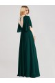 Soft Chiffon A-Line Long Flutter Sleeves Open Back Ever Green Bridesmaid Dresses Barrie