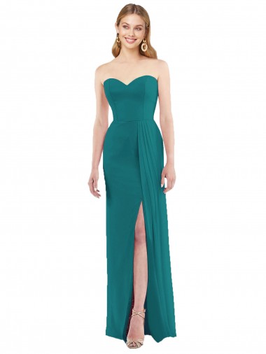 Soft Chiffon Trumpet Long Sleeveless Side Slit Bridesmaid Dresses Barrie
