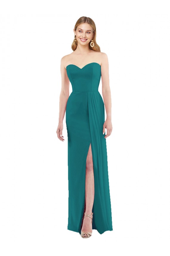 Soft Chiffon Trumpet Long Sleeveless Side Slit Bridesmaid Dresses Barrie
